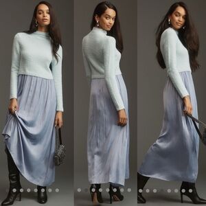 Like New Anthropologie Thea Long Sleeve Eyelash Twofer Sweater Dress S